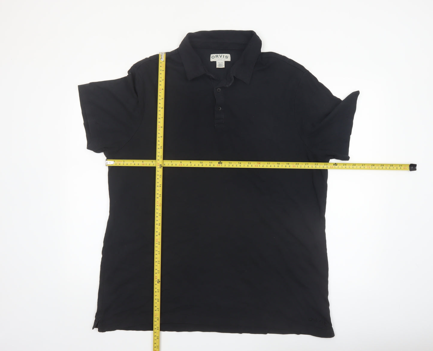 Orvis Men's Black 2XL Classic Cotton Short Sleeve Polo Shirt