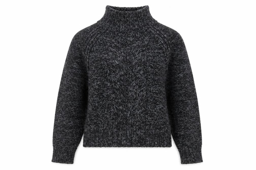 Banana Republic Women's Grey Chunky-Knit High Neck Wool Jumper M
