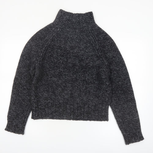 Banana Republic Women's Grey Chunky-Knit High Neck Wool Jumper M