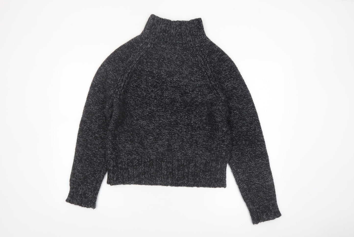 Banana Republic Women's Grey Chunky-Knit High Neck Wool Jumper M