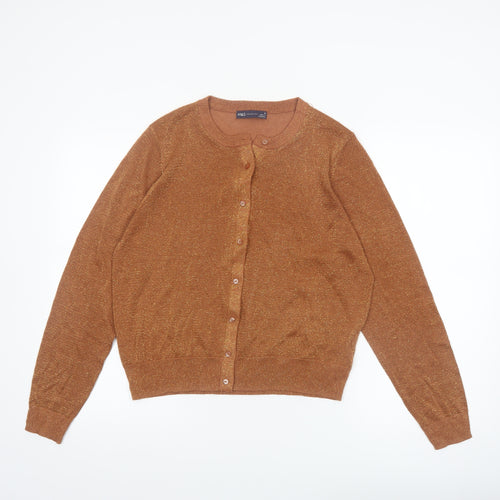 Marks and Spencer Women Brown Size 18 Glitter Knit Cardigan