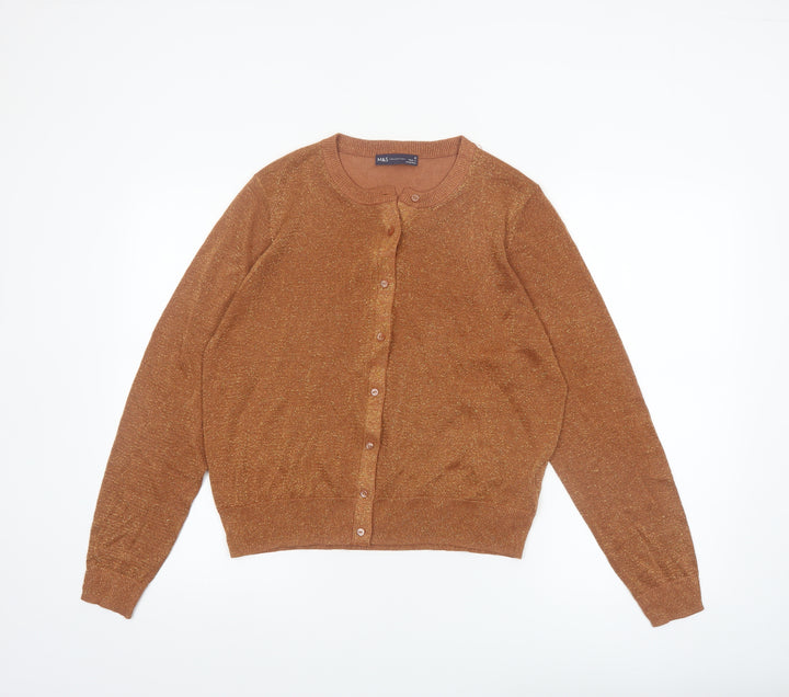 Marks and Spencer Women Brown Size 18 Glitter Knit Cardigan