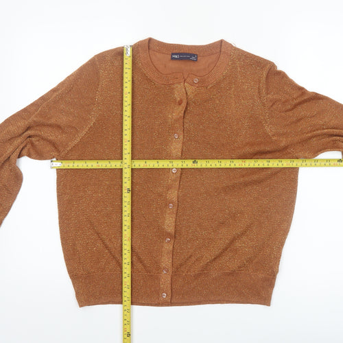 Marks and Spencer Women Brown Size 18 Glitter Knit Cardigan