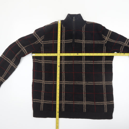 Ralph Lauren Men's Black Check Cotton 1/2 Zip Jumper Size L