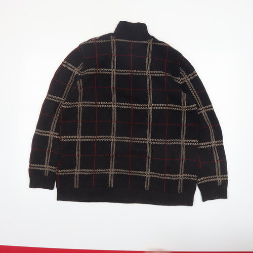 Ralph Lauren Men's Black Check Cotton 1/2 Zip Jumper Size L