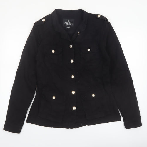 Noroze Women's Black Military Style Cotton Jacket UK 12