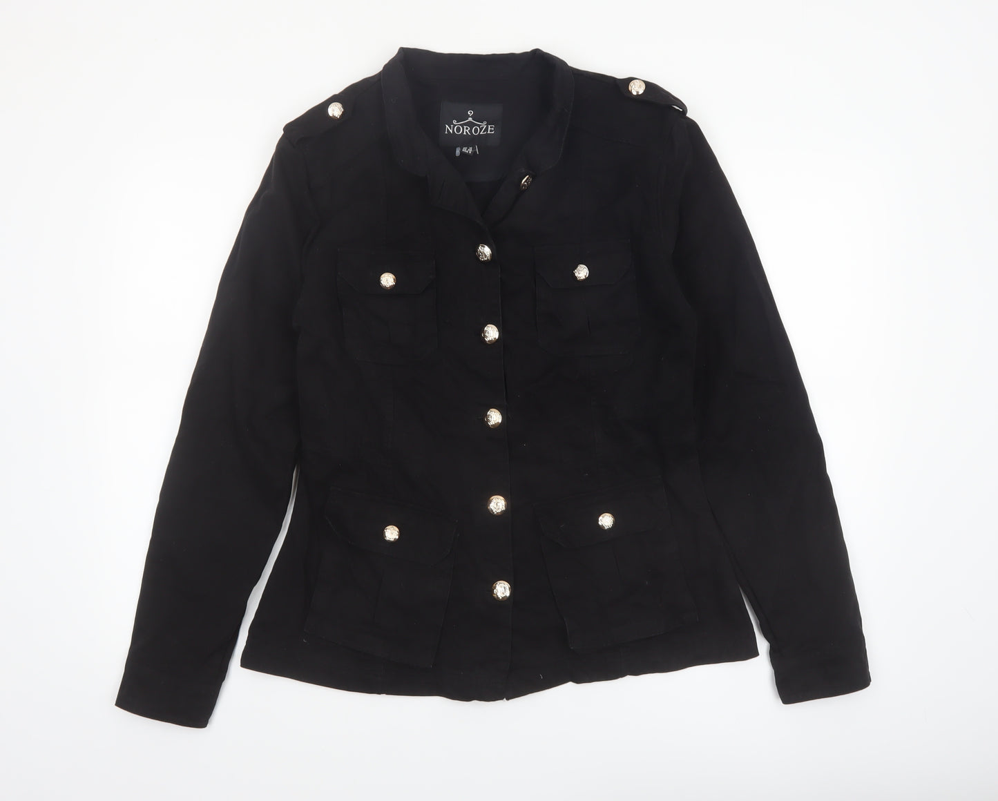 Noroze Women's Black Military Style Cotton Jacket UK 12