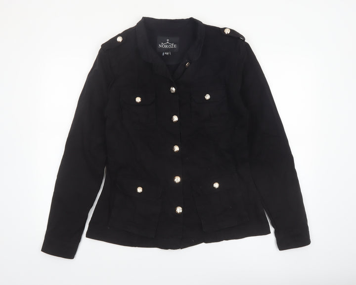 Noroze Women's Black Military Style Cotton Jacket UK 12