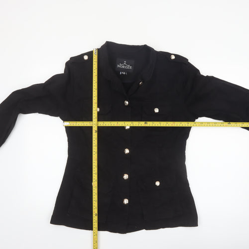 Noroze Women's Black Military Style Cotton Jacket UK 12