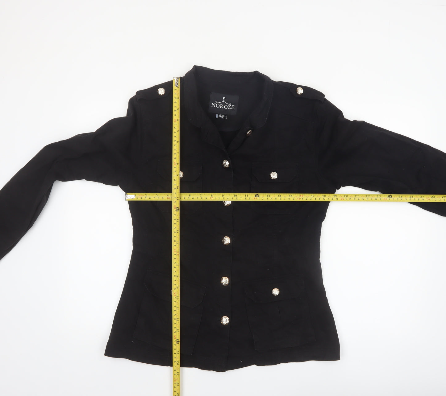 Noroze Women's Black Military Style Cotton Jacket UK 12