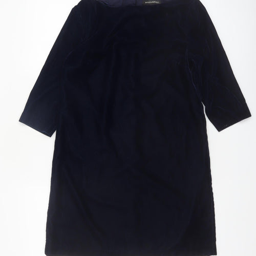 Banana Republic Women Blue Petite 2 Velvet Shift Knee Length Dress