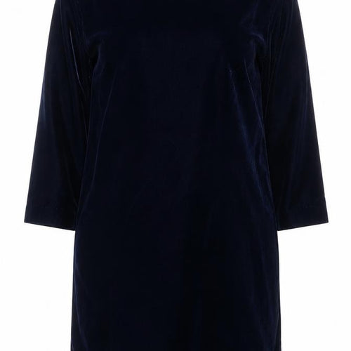 Banana Republic Women Blue Petite 2 Velvet Shift Knee Length Dress