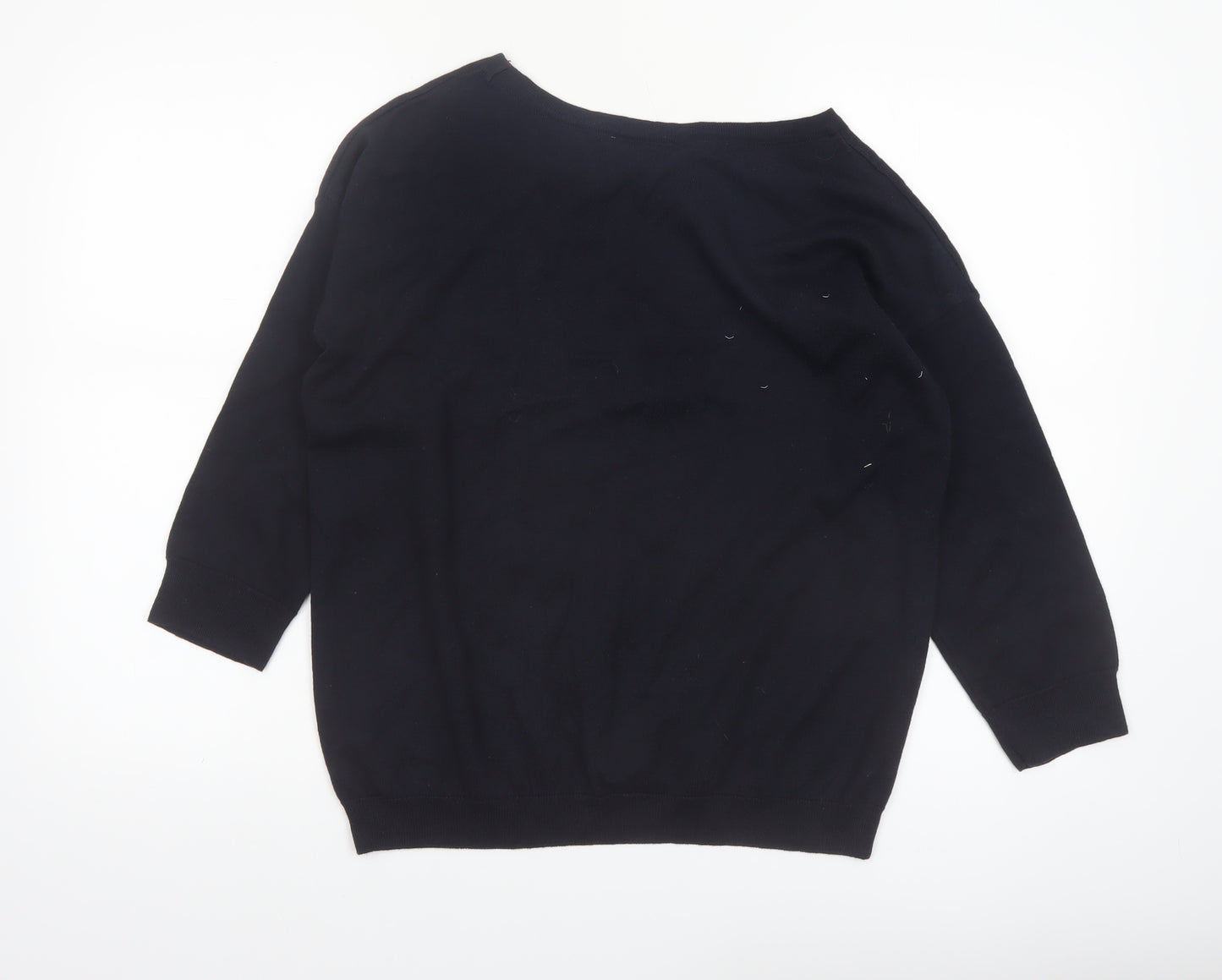 Wallis Women Black 'C'est La Vie' Knit Jumper M 3/4 Sleeve