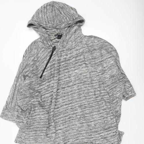 DKNY Jeans Womens Grey 1/4 Zip Hooded Pullover Cotton Sweatshirt XS