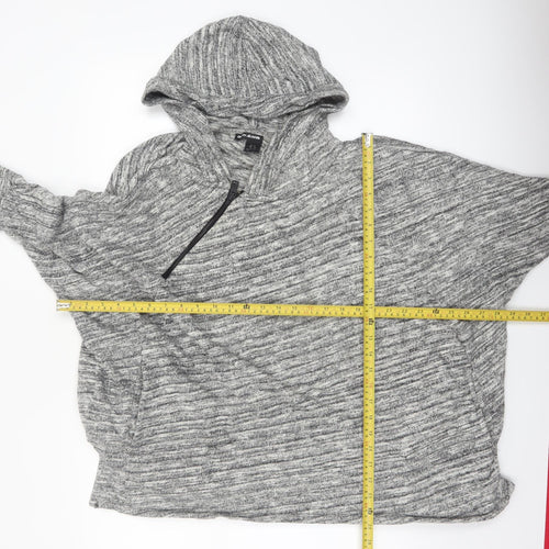 DKNY Jeans Womens Grey 1/4 Zip Hooded Pullover Cotton Sweatshirt XS