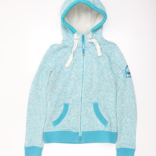 Superdry Womens Blue Full Zip Hoodie XS Fleece Lined Casual