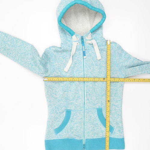 Superdry Womens Blue Full Zip Hoodie XS Fleece Lined Casual
