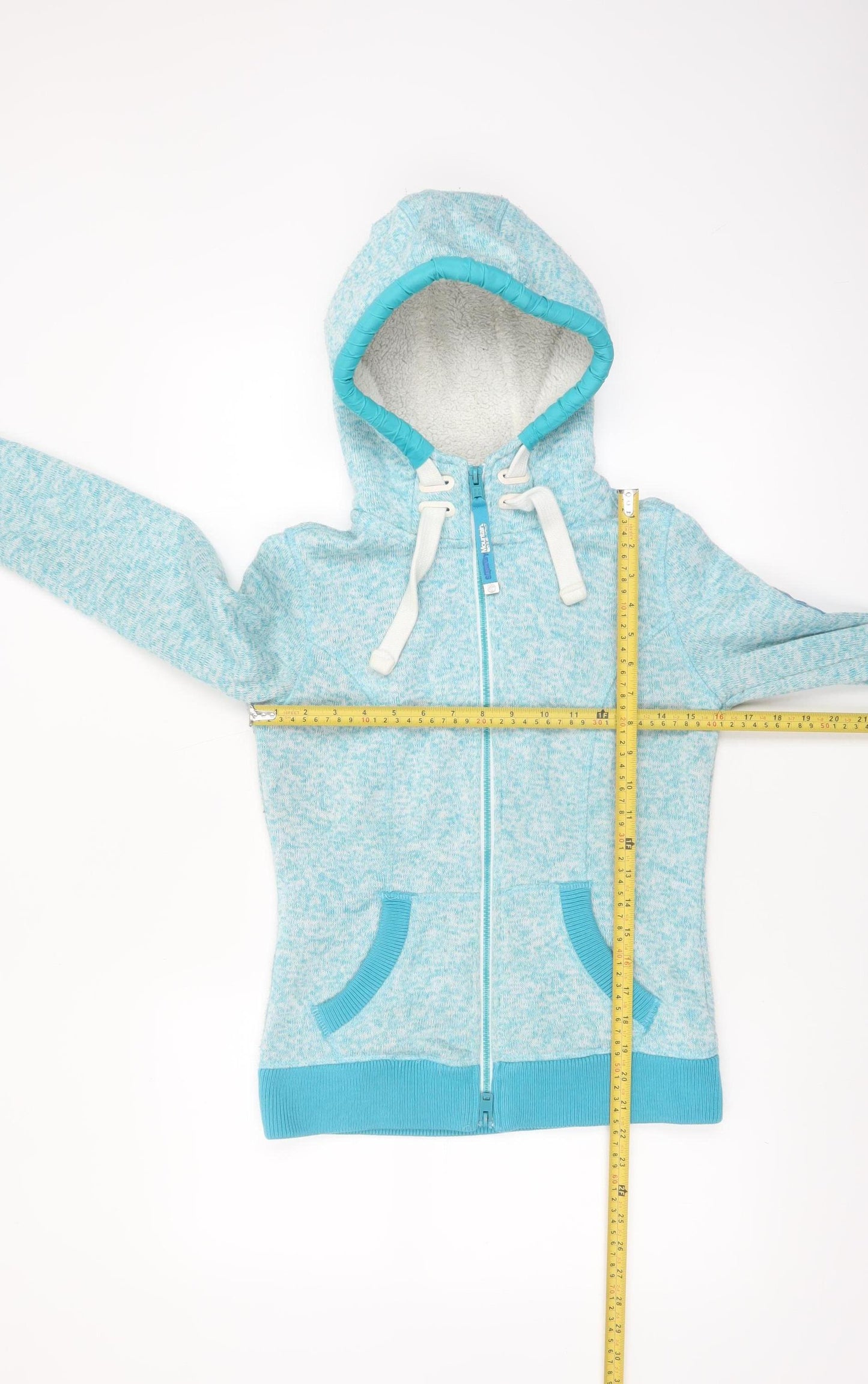 Superdry Womens Blue Full Zip Hoodie XS Fleece Lined Casual