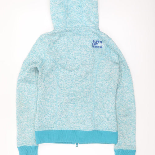 Superdry Womens Blue Full Zip Hoodie XS Fleece Lined Casual