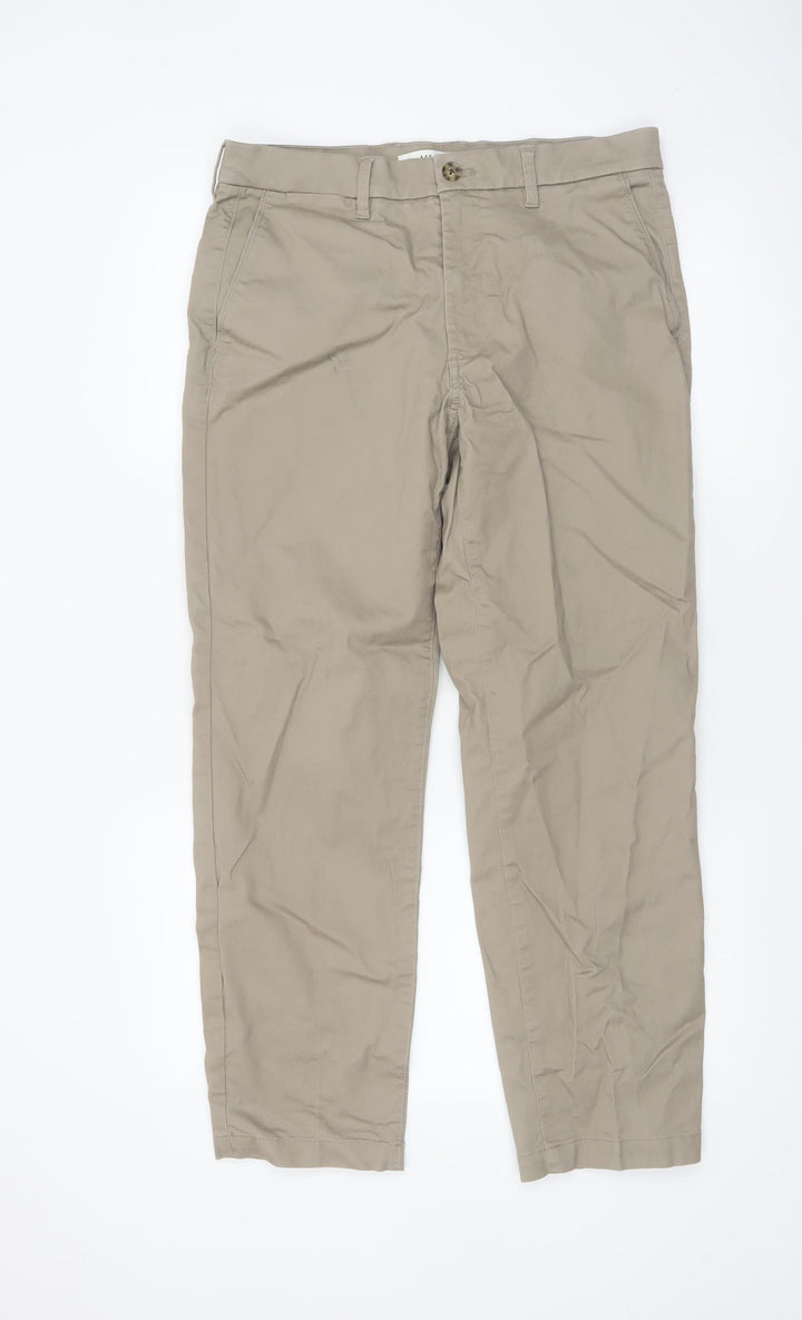 Marks and Spencer Men Beige Chino Trousers 32W 29L Regular Fit