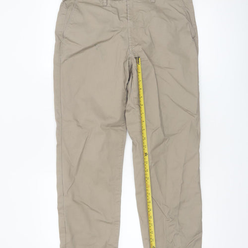 Marks and Spencer Men Beige Chino Trousers 32W 29L Regular Fit