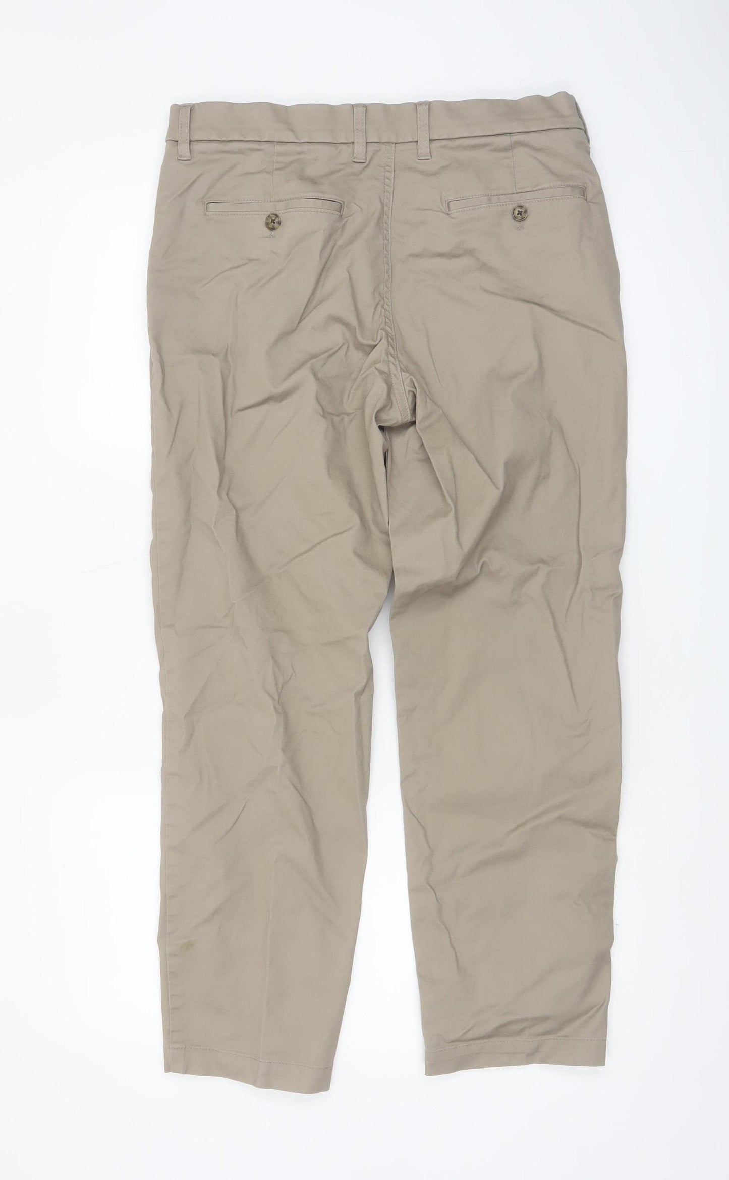 Marks and Spencer Men Beige Chino Trousers 32W 29L Regular Fit