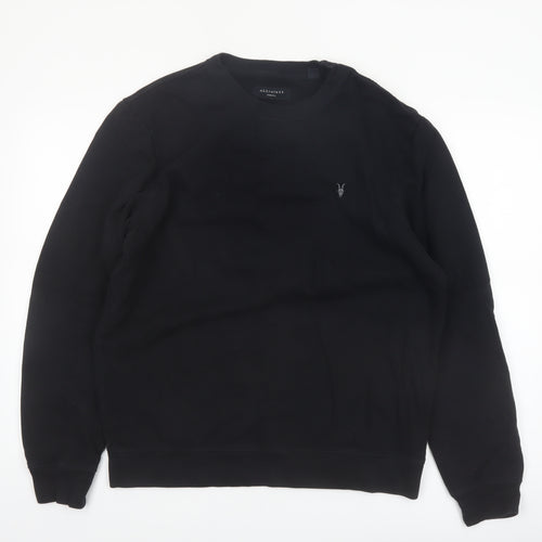 AllSaints Men's Black Cotton Crew Neck Sweatshirt Medium