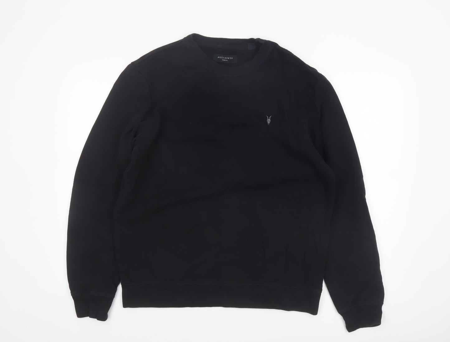 AllSaints Men's Black Cotton Crew Neck Sweatshirt Medium