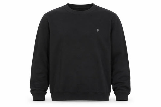 AllSaints Men's Black Cotton Crew Neck Sweatshirt Medium