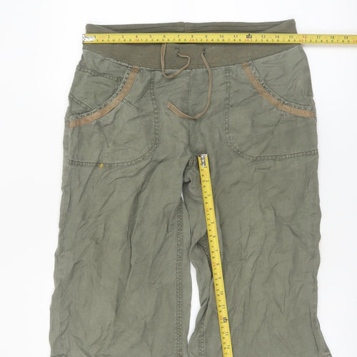 Fat Face Women's Green Linen Cargo Shorts Size 10 Drawstring Waist