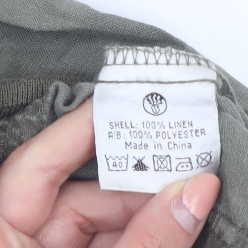 Fat Face Women's Green Linen Cargo Shorts Size 10 Drawstring Waist