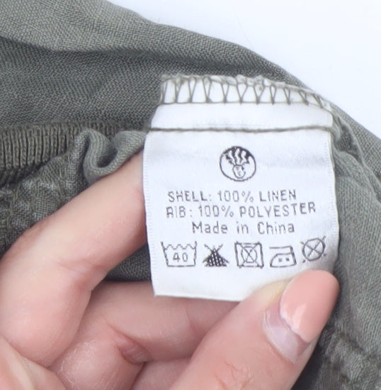 Fat Face Women's Green Linen Cargo Shorts Size 10 Drawstring Waist