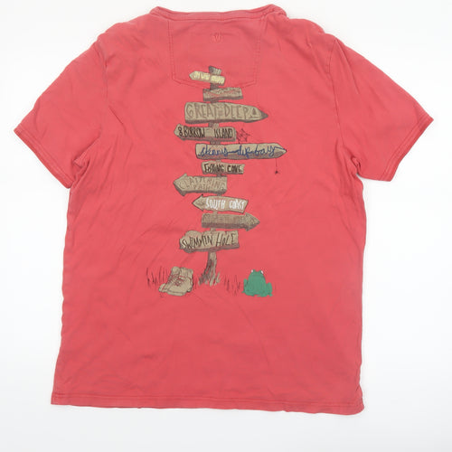 Fat Face Men's Red Graphic Cotton T-Shirt M Short Sleeve