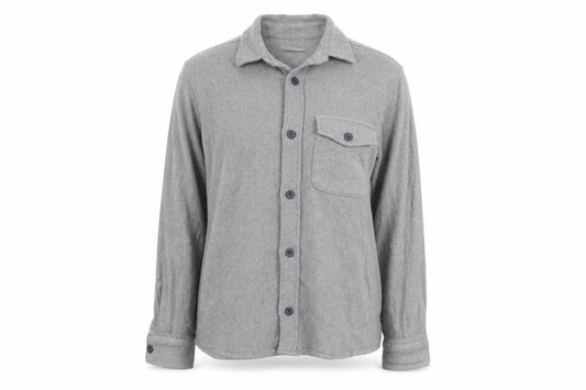 Front view of Zara Women Grey Cotton Flannel Long Sleeve Button-Up Shirt, size 12