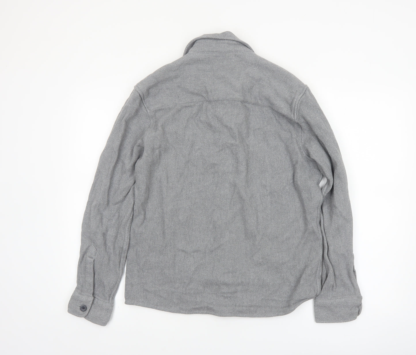 ZARA Women Grey Cotton Flannel Long Sleeve Button-Up Shirt Size 12