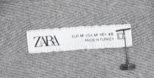 ZARA Women Grey Cotton Flannel Long Sleeve Button-Up Shirt Size 12