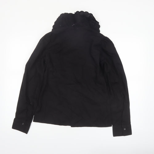 H&M Divided Women’s Black Cotton Embroidered Collar Long Sleeve Blouse XS
