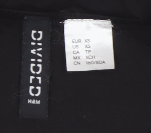 H&M Divided Women’s Black Cotton Embroidered Collar Long Sleeve Blouse XS