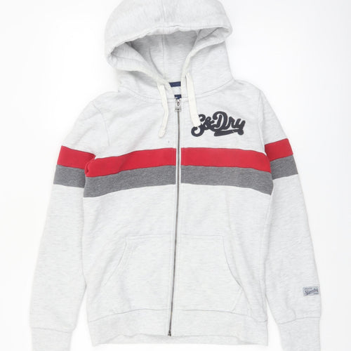 Superdry Women’s Grey Full Zip Hoodie UK 10 Cotton Blend