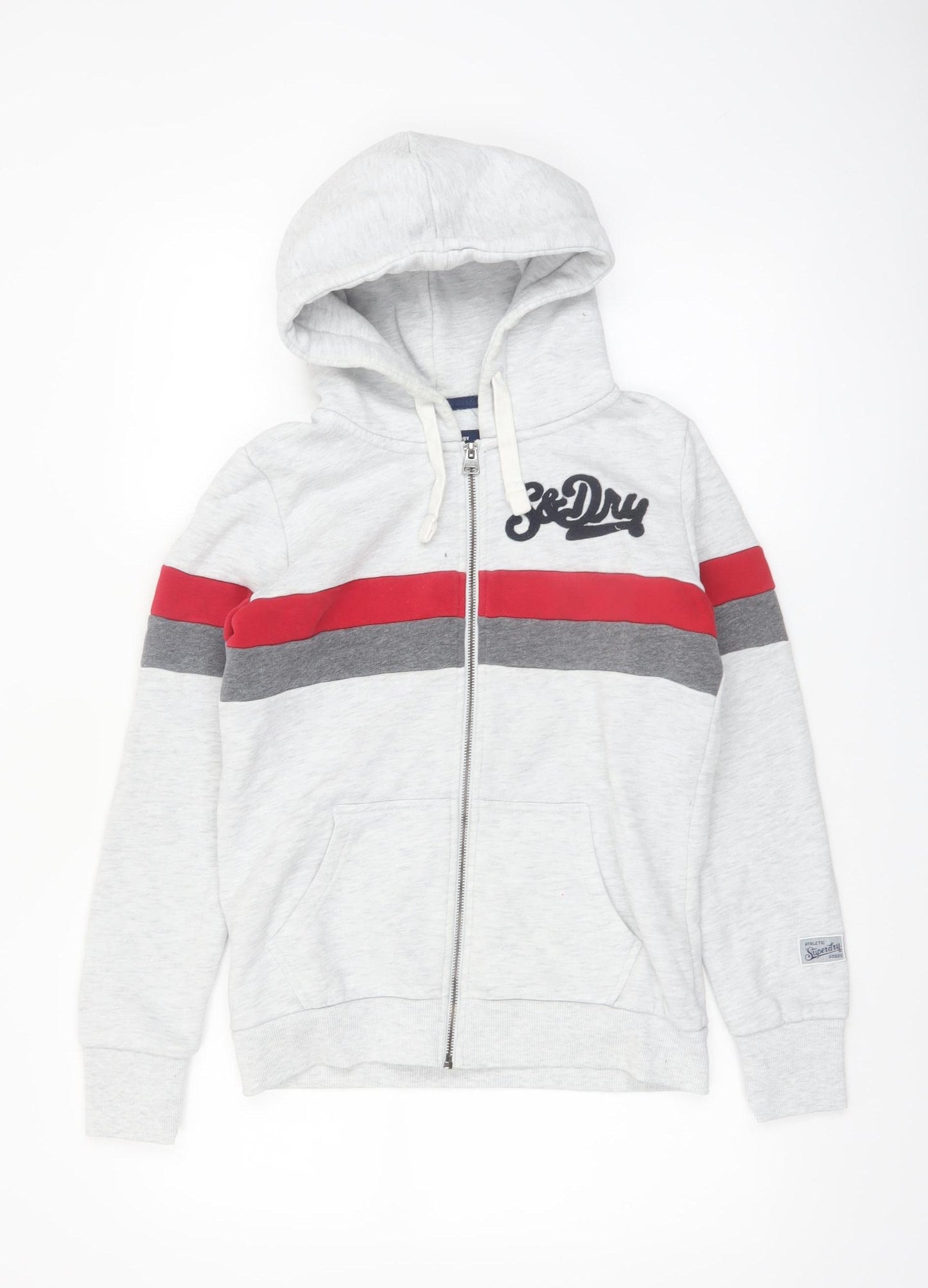 Superdry Women’s Grey Full Zip Hoodie UK 10 Cotton Blend