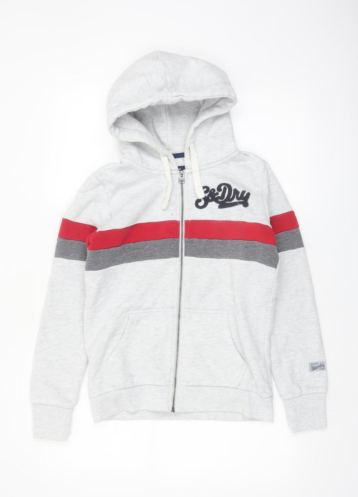 Superdry Women’s Grey Full Zip Hoodie UK 10 Cotton Blend