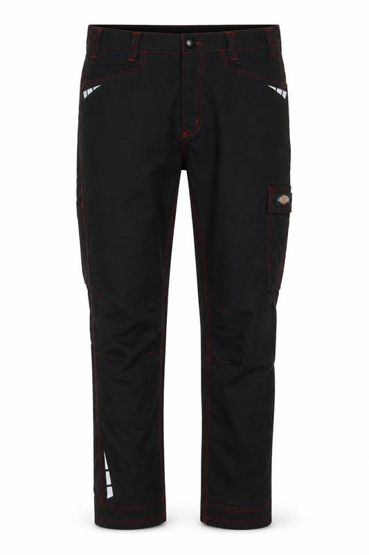 Front view of Dickies Men's Black Work Cargo Trousers 38R Cotton Blend