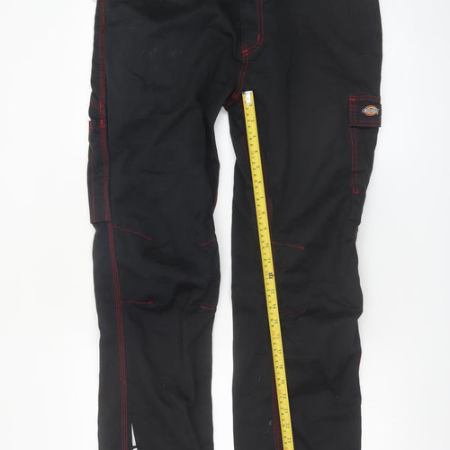 Dickies Men's Black Work Cargo Trousers 38R Cotton Blend