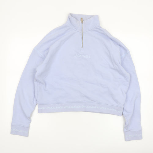 Jack Wills Women Lilac 1/4 Zip Pullover Sweatshirt UK 12