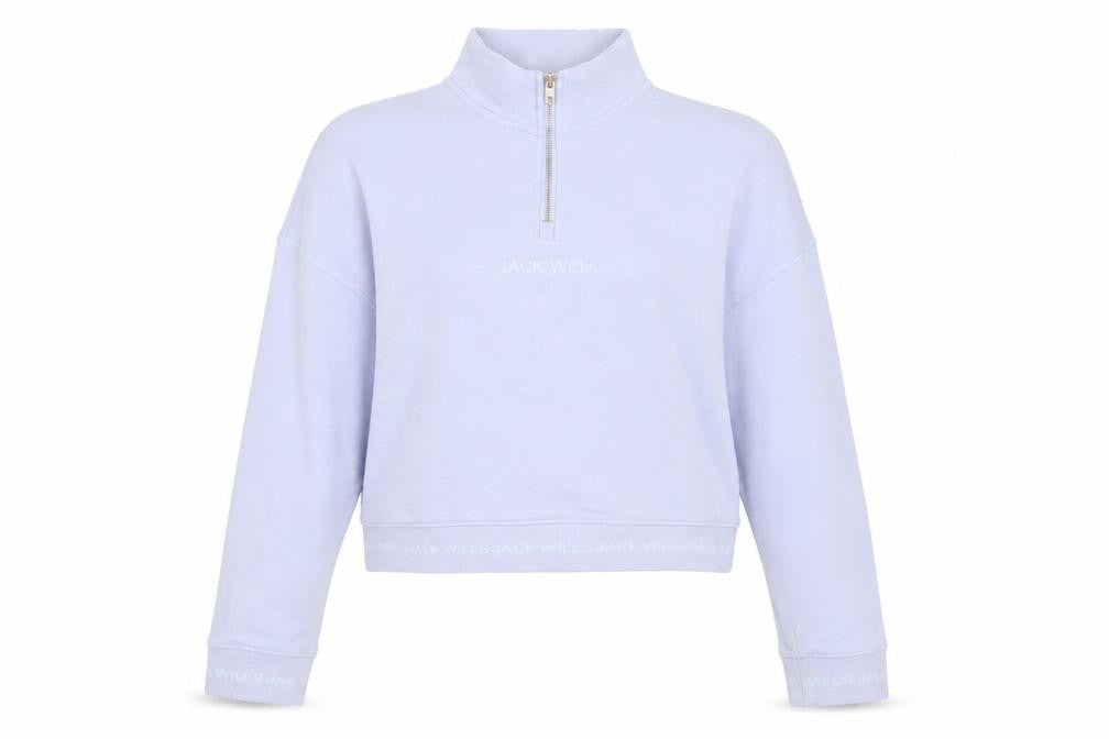 Jack Wills Women Lilac 1/4 Zip Pullover Sweatshirt UK 12
