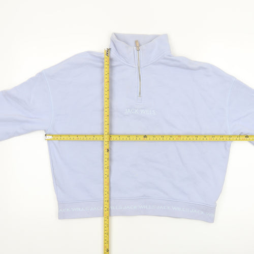 Jack Wills Women Lilac 1/4 Zip Pullover Sweatshirt UK 12