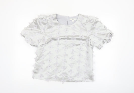 Marks and Spencer Women’s White Floral Embellished Satin Blouse Size 12