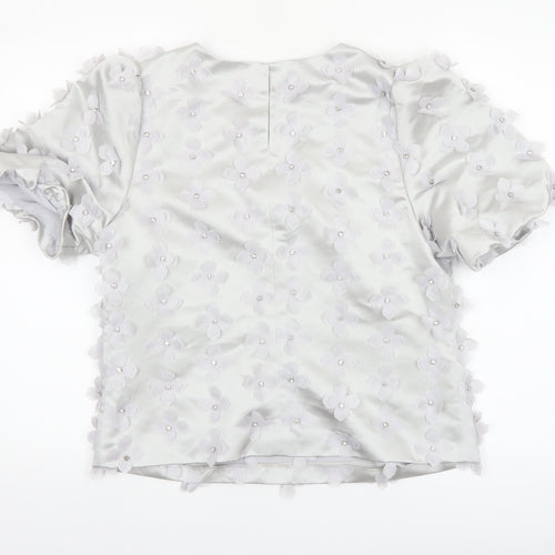 Marks and Spencer Women’s White Floral Embellished Satin Blouse Size 12