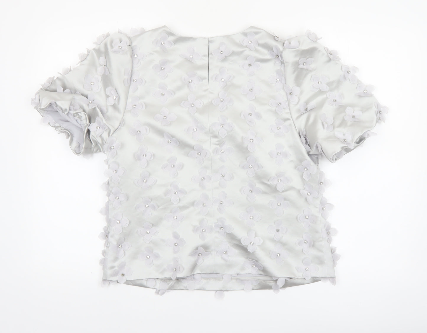 Marks and Spencer Women’s White Floral Embellished Satin Blouse Size 12
