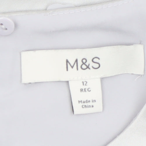 Marks and Spencer Women’s White Floral Embellished Satin Blouse Size 12